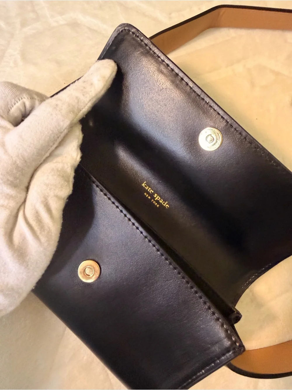 kate spade Black Leather Mini Belt Bag with Bow Accent